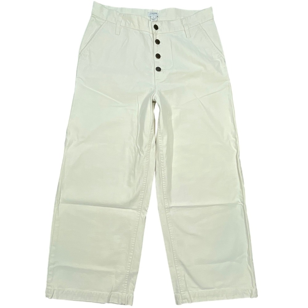 J.Crew Cream Button Fly Wide Leg Crop Pants Women 28